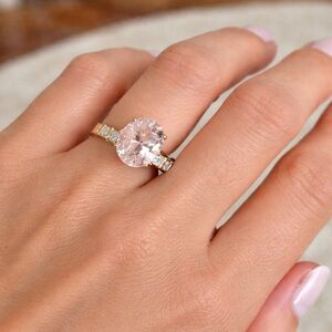 14K Yellow Gold Pink Citrine & Cubic Zirconia Ring